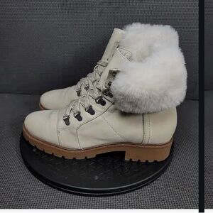 Women's Cream Fur-Lined Boots